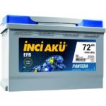 İnci Akü 12V 72AH 680A Cca Efb Pantera Start-Stop Akü (Üretim Yılı: 2025)