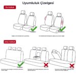 Oto Pandami Opel Corsa D 2006 - 2014 Uyumlu Siyah Koltuk Kılıfı KKS474 - Görsel 5