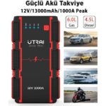 Utraı Jstar Mini 13000MAH 1000A Jump Starter Taşınabilir Akü Takviye Cihazı ( Powerbank + LED Lamba) - Görsel 2