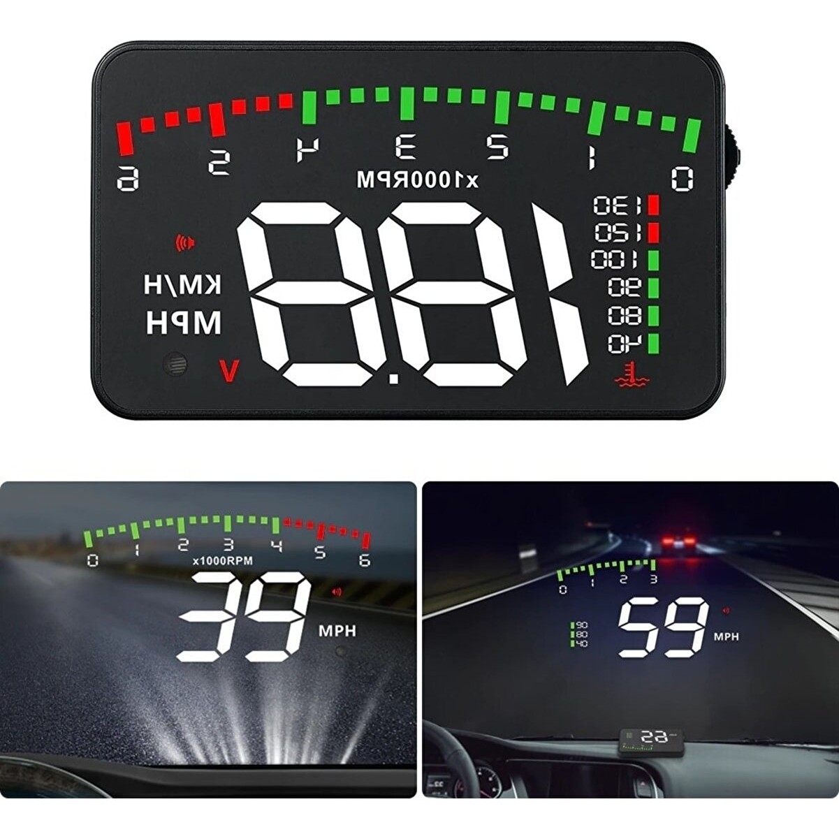 110000352756678.jpg Duhalıne Hyundai Era-Getz Araba Için Uyumlu Harici Dijital Hararet-Hız-Devir-Voltaj Göstergesi Ekranı Hub Obd - Görsel 1