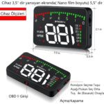 Duhalıne Hyundai Era-Getz Araba Için Uyumlu Harici Dijital Hararet-Hız-Devir-Voltaj Göstergesi Ekranı Hub Obd - Görsel 3