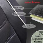 Z&C MAXTECH Renault Fluence Deri Detaylı Özel Tasarım Oto Koltuk Kılıfı Seti Smart Sb - Görsel 5