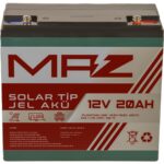 Maz Akü 12 Volt 20 Amper (Ah) Solar Jel Akü (Güneş Paneli Akü)