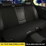 Torpedo Tay Tüyü Cepli & Terletmez Sırtlı Oto Koltuk Minder Seti - Koltuk Koruma Kılıfı - Ön ve Arka Koltuk Minder Set - Görsel 2