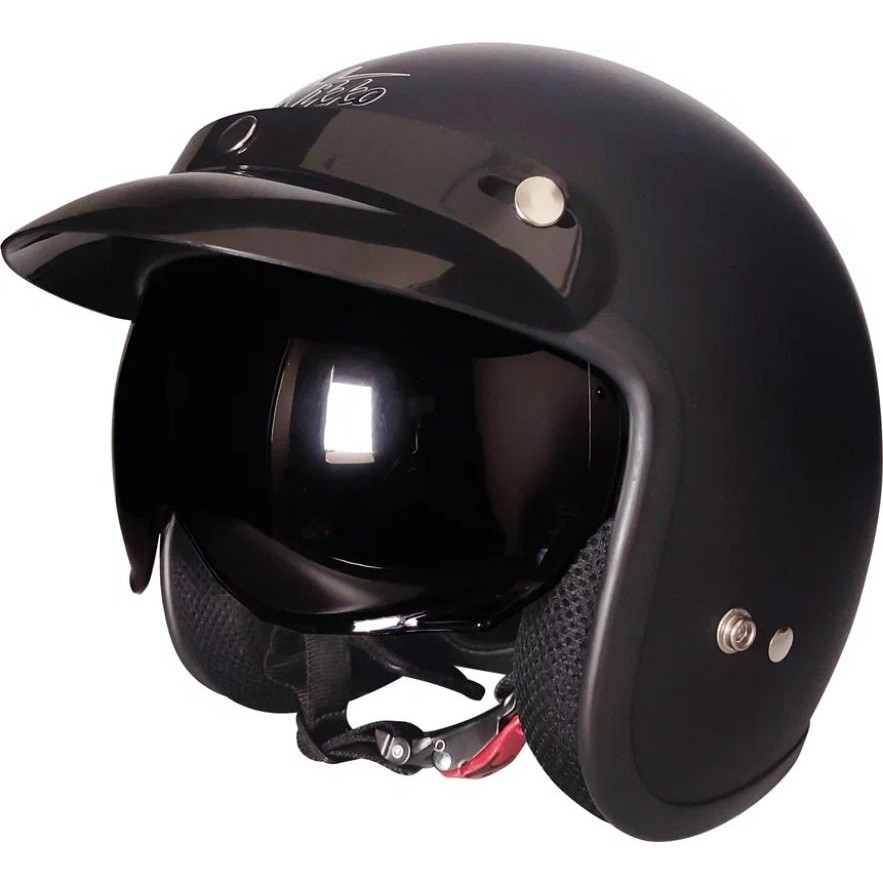 110000501684737.jpg Ebakbak Motosiklet Chopper Cruiser Yarım Açık Kaskı ABS Malzeme Ce Güneş Vizörlü Mat Black Motor Kask - Görsel 1