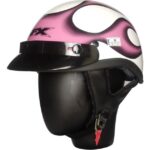 Ebakbak  Motosiklet ve Bisiklet Kaskı Abs Materıal Yarım Chopper Model Kask Retro Model Flema Pink