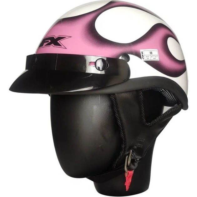 110000501698031.jpg Ebakbak Motosiklet ve Bisiklet Kaskı Abs Materıal Yarım Chopper Model Kask Retro Model Flema Pink - Görsel 1