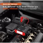 Ütraı Utraı Jstar 5 24000MAH 2000A Jump Starter Taşınabilir Akü Takviye Cihazı + Lastik Şişirme Hava Kompresörü ( Çanta + LCD Ekran + Powerbank + LED Lamba) - Görsel 2