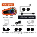 Mioji Mio 120 2x RGB 1000mAh IPX6 1500m 2 Kişilik Kask Intercom Motosiklet Bluetooth Kulaklık - Görsel 7