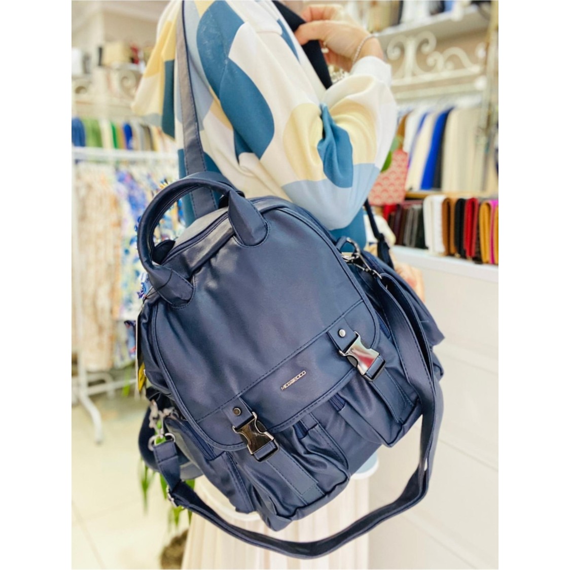 110000595348671.jpg Çanta Trend Mega Yıkamalı Deri Kadın Sırt Çantası - Görsel 1