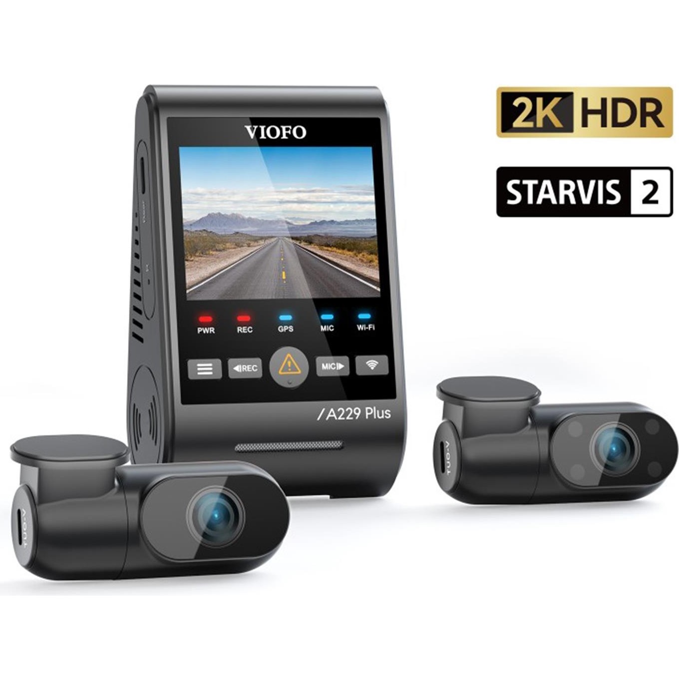 110000596827861.jpg Viofo A229 Plus 3 Kameralı Ön-Iç-Arka 2K+2K+1080P Hdr Sony Starvis 2 Wifi Gps’li Araç Kamerası - Görsel 1