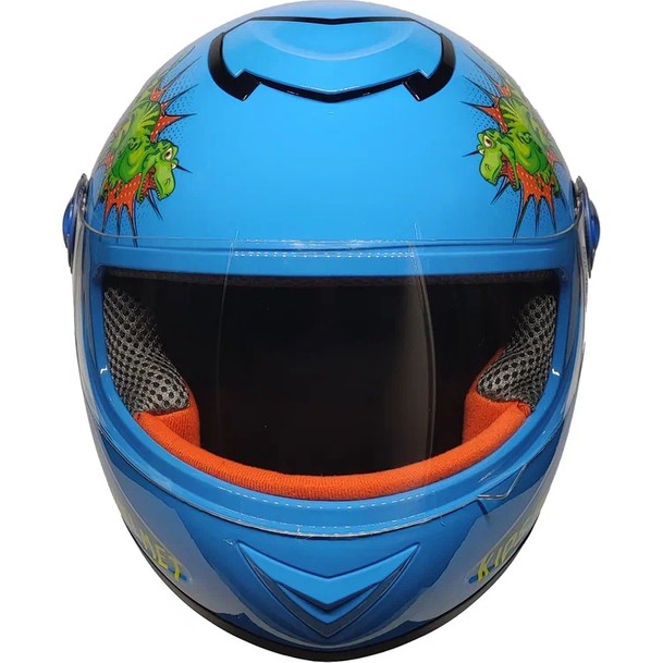 110000644888137.jpg Ebakbak Motosiklet ve Bisiklet Çocuk Kaskı Full Face Pp Material Abs Çocuk Kask Dino Mavi - Görsel 1