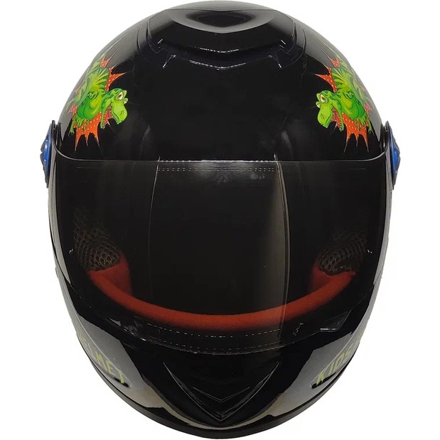 110000644904783.jpg Ebakbak Motosiklet ve Bisiklet Çocuk Kaskı Full Face Pp Material Abs Çocuk Kask Dino Siyah - Görsel 1