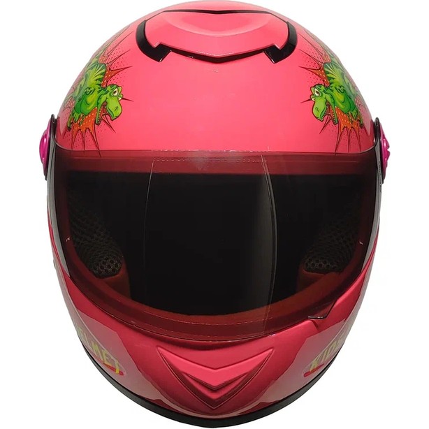 110000644914879.jpg Ebakbak Motosiklet ve Bisiklet Çocuk Kaskı Full Face Pp Material Abs Çocuk Kask Dino Pembe - Görsel 1