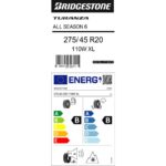 Bridgestone 275/45 R20 110W Xl Turanza All Season 6 Dört Mevsim Lastiği (Üretim Yılı: 2023) - Görsel 2