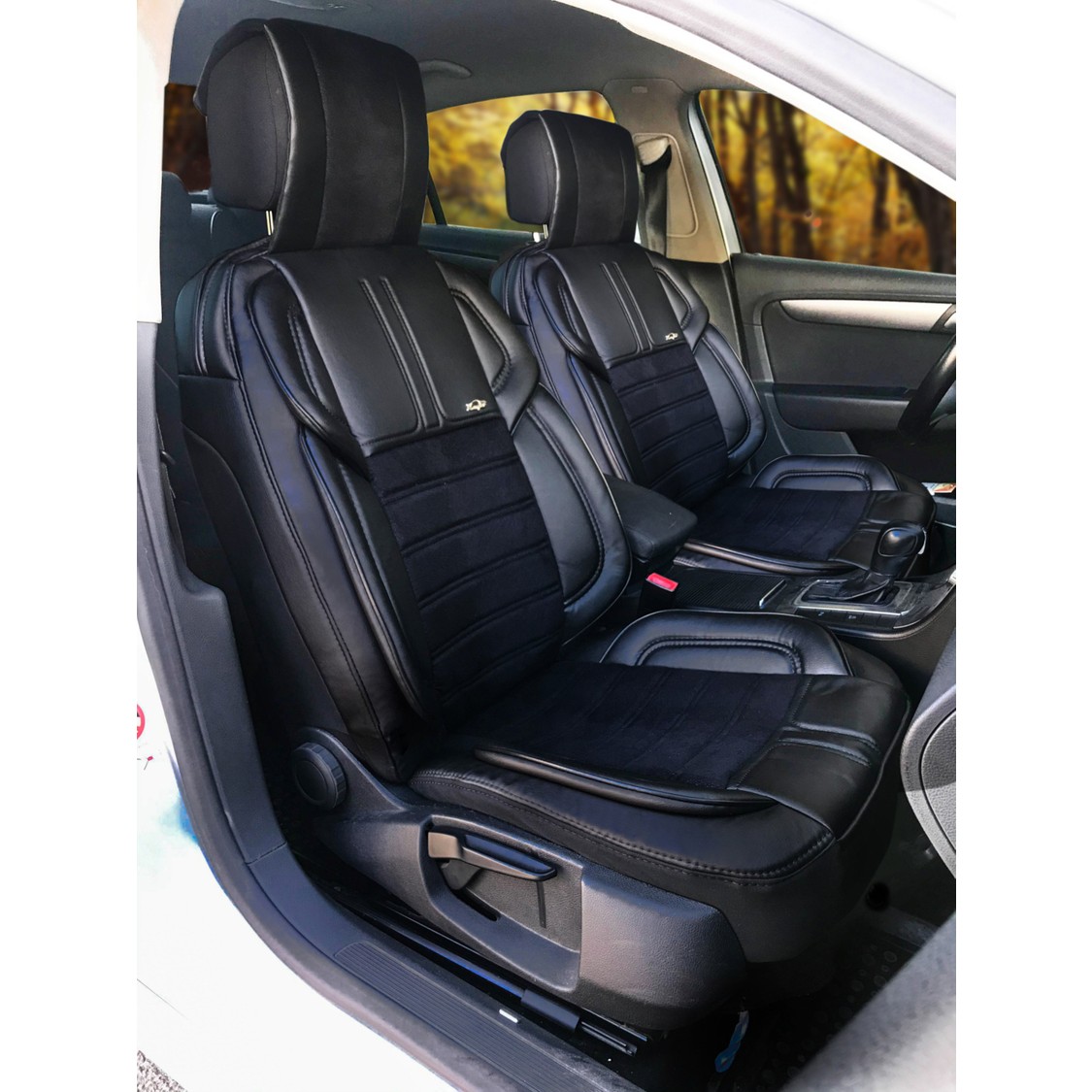 110000684287739.jpg Konforum Oto Koltuk Kılıfı Vip Deri ve Kumaş Seti Siyah - Görsel 1