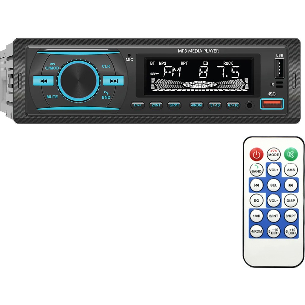 110000693205930.jpg Melek Store Premıo KAC38 Rgb 7 Renkli Çift Usb/sd/fm/aux/bluetooth Kumandalı Mekaniksiz Oto Teyp 4X55 Watt - Görsel 1