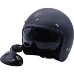 Ebakbak  Motosiklet Chopper Cruiser Yarım Açık Kaskı ABS Malzeme Ce Güneş Vizörlü  Mat Black Motor Kask - Görsel 2