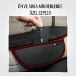 Mısırlı Grup Lüks Deri Bej Oto Koltuk Minderi 3'lü Oturak - Ön Arka Araba Koltuk Minder Örtüsü - Su Geçirmez - Görsel 2