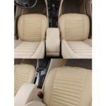 Mısırlı Grup Lüks Deri Krem Renk Oto Koltuk Minderi 3'lü Oturak - Ön Arka Araba Koltuk Minder Örtüsü - Su Geçirmez - Görsel 2