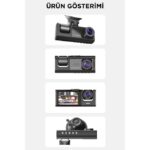 Torima Ta-01 Siyah 1080P Araç Içi 3 Kameralı LCD Ekranlı Gece Görüşlü , G-Sensör , Geri Görüş Kameralı Yol Kayıt Araç Kamerası - Görsel 3