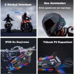 Robeve Ikili Interkom Bağlantılı Y20 Max Motorsiklet Intercom Su Geçirmez Kask Intercom Rgb Intercom Bluetooth 5.3 Interkom Ikili Interkom Bağlantılı Intercom - Görsel 3