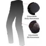 Ebakbak  Motosiklet Pantolonu Likralı Esnek Kumaş Korumalı Kevlar Kot Motor Pantolon Jean Siyah - Görsel 4