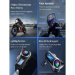 Deanb Ipx6 LCD EKRAN Su Geçirmez Sd Kartlı 2 Kişi 300M Siri Destek Eq Ses Interkom Kask Kulaklığı Gürültü Off - Görsel 2