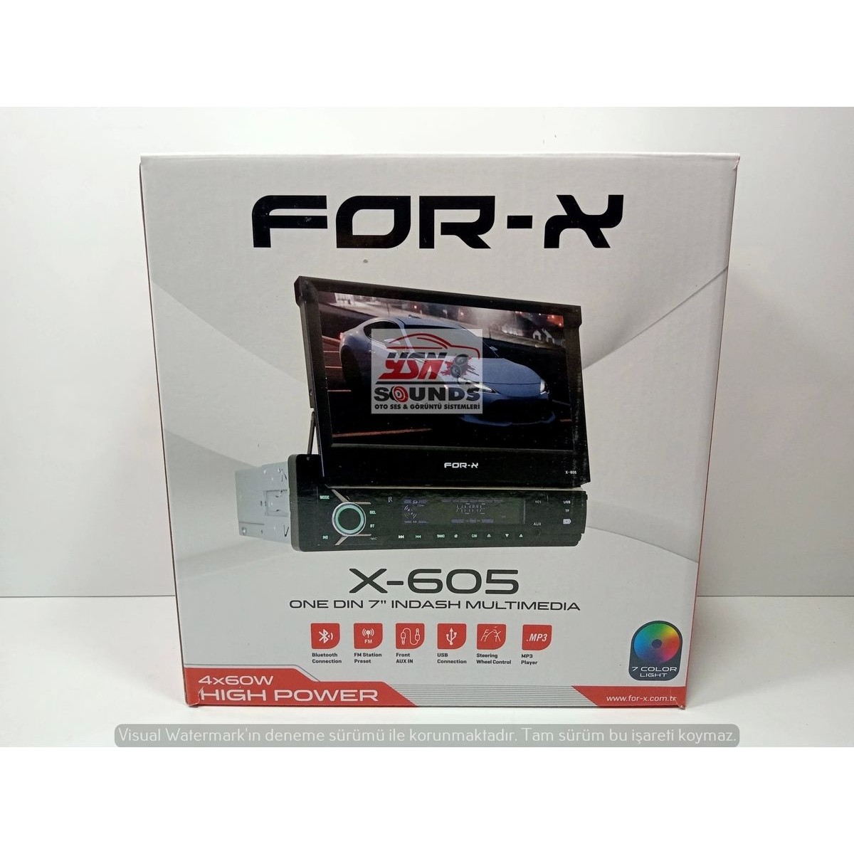 110000733342718.jpg For-x 55 Watt Indash Teyp + For-X Çakmak – For-X X-605 Indash Ekranlı Teyp – Park Kamerası Double 2 Yıl - Görsel 1