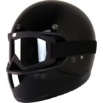Ebakbak Motosiklet Retro Kask Harley Cafe Racer Vespa Modüler ve  Anti Uv Cross Gözlüklü Motor Kaskı Siyah