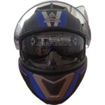 Bld Çene Açılır Kask Vizörlü Mavi Siyah Beyaz - Görsel 3