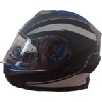 Bld Çene Açılır Kask Vizörlü Mavi Siyah Beyaz - Görsel 4