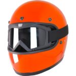 Ebakbak Motosiklet Retro Kask Harley Cafe Racer Vespa Modüler ve Anti Uv Gözlüklü Motor Kaskı Turuncu - Görsel 2