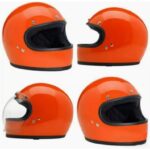 Ebakbak Motosiklet Retro Kask Harley Cafe Racer Vespa Modüler ve Anti Uv Gözlüklü Motor Kaskı Turuncu - Görsel 3