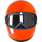 Ebakbak Motosiklet Retro Kask Harley Cafe Racer Vespa Modüler ve Anti Uv Gözlüklü Motor Kaskı Turuncu - Görsel 5