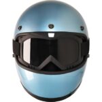 Ebakbak Motosiklet Retro Kask Harley Cafe Racer Vespa Modüler ve Anti Uv Gözlüklü Motor Kaskı Turkuaz - Görsel 3