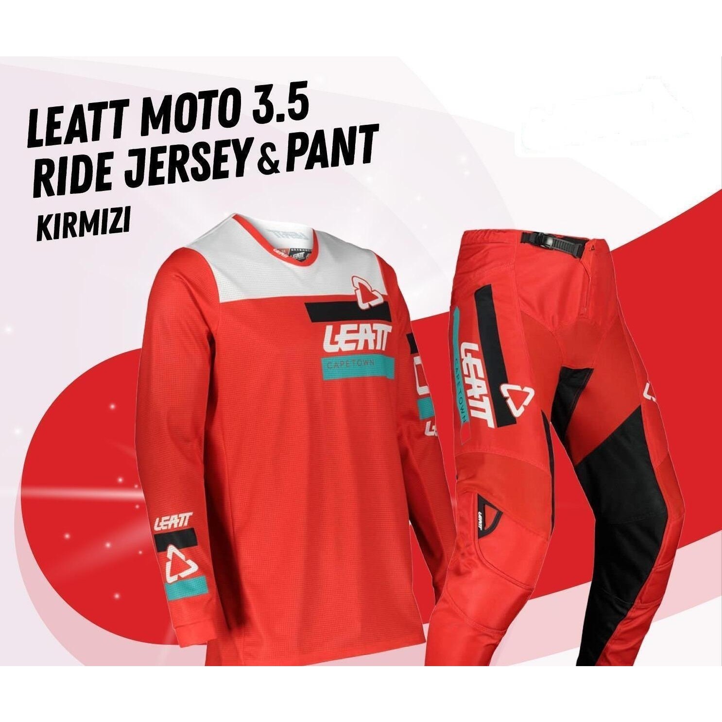 110000762339577.jpg Leatt Moto 3.5 Rıde Kırmızı Jersey Pantolon Takım - Görsel 1