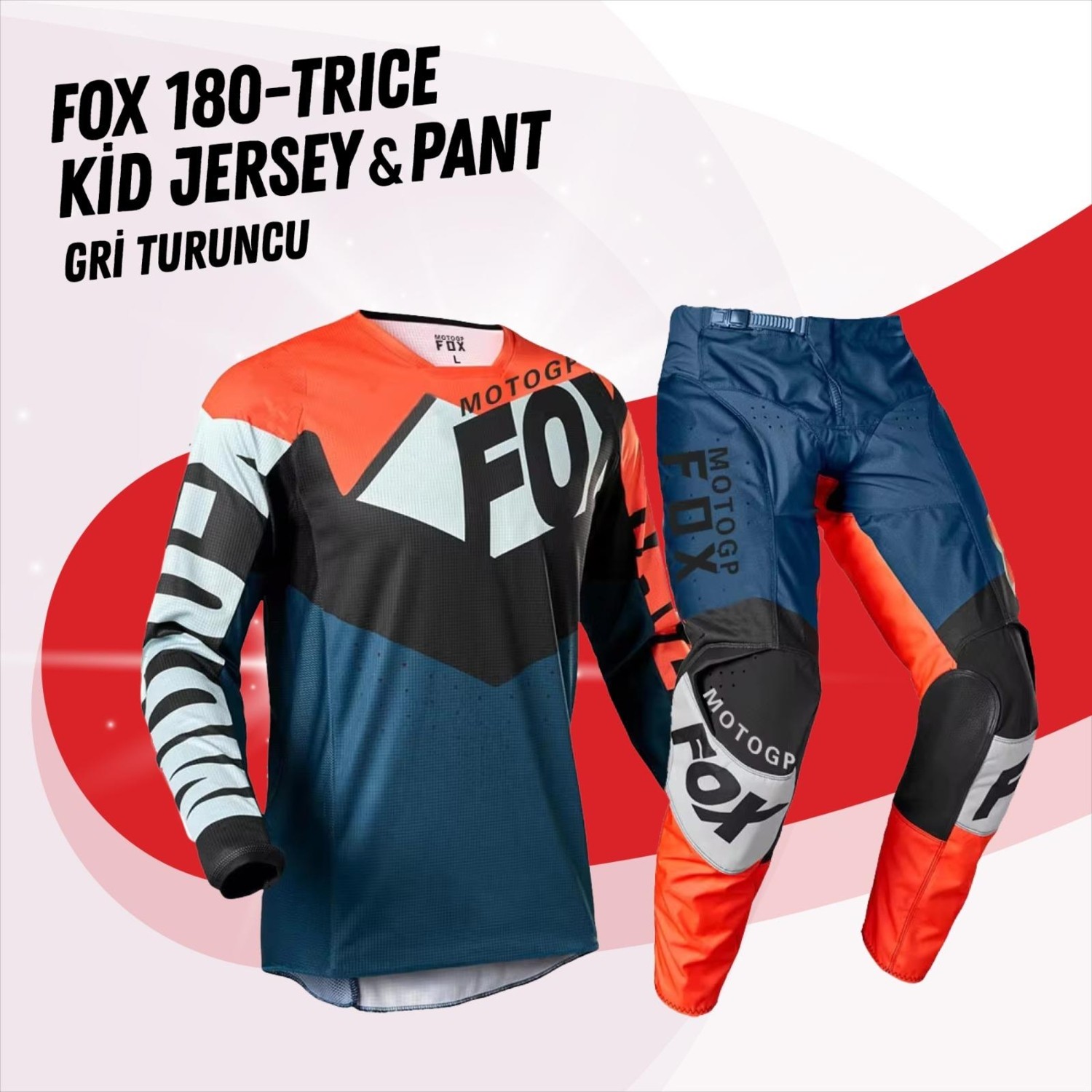 110000763287232.jpg Fox 180 Trıce Gri Turuncu Jersey Pantolon Takım - Görsel 1