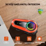 Robeve Q08-2X Iki Kişi Bağlantılı Motorsiklet Kask Intercom Rgb Işıklı Motorsiklet Interkom Uzun Şarj Süresi Su Geçirmez Intercom Çift Bağlantılı Intercom