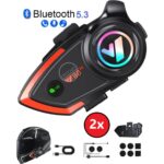 Prepare 500 Mt Intercom 2 Eşleşmeli Kask Kulaklık Y-80PR Su Geçirmez Bluetooth Motosiklet Intercom Kulaklık