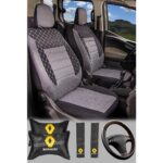 Modern Garaj Renault Clio 1-2-3-4, Symbol, Fluence, Megane 1-2-3 Broadway, Toros, Uyumlu Ön Arka Tam Set Gofrajlı Oto Koltuk Kılıfı Seti