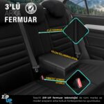 Otom Limited Design Airbag Dikişli Ekstra Destekli Oto Koltuk Kılıfı Tam Set Siyah - Gri - Görsel 4