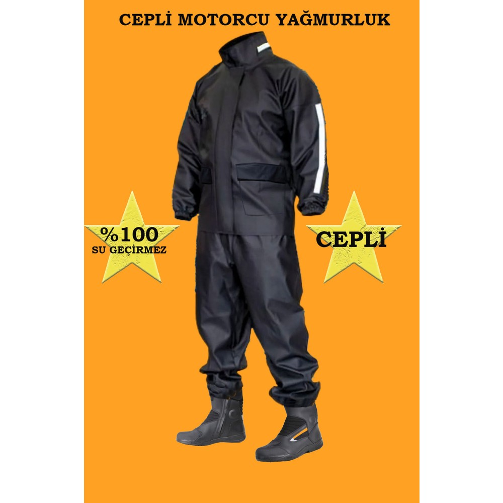 110000810880122.jpg Bursa Hatırası Motorcu Yağmurluk Takım (Cepli) Su Geçirmez Ekstra Esnek, Sağlam ve Hafif Pvc Kumaş, Kurye - Görsel 1