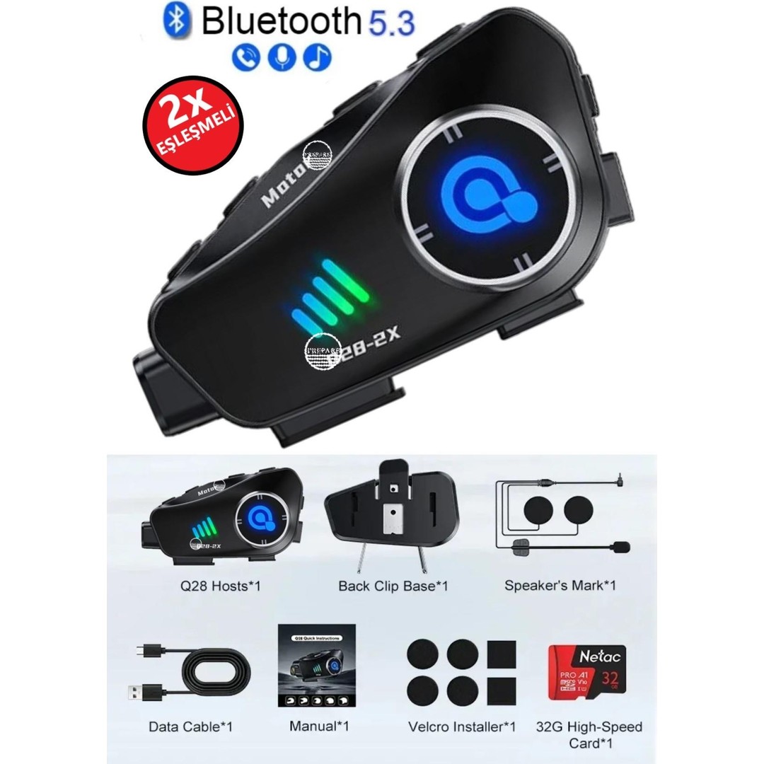 110000812503401.jpg Prepare 500 mt Intercom 1080P Kamera Kayıt Özellikli Q-28-P 2 Eşleşmeli 32GB Hafıza Kartı Hediyeli Wireless - Görsel 1