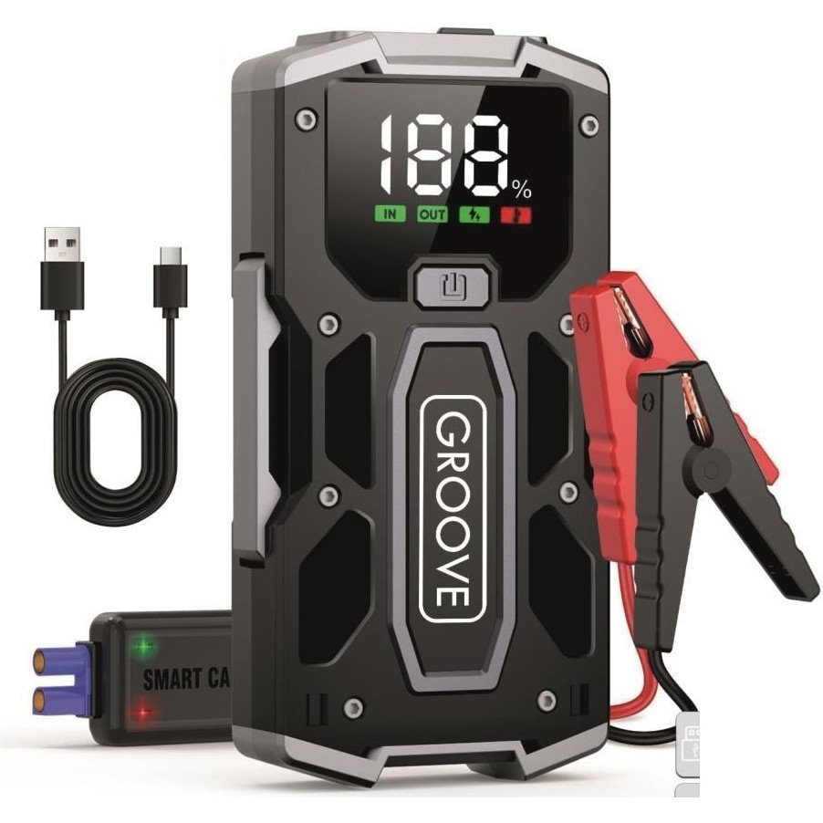 110000814086862.jpg Groove M01 15800MAH 2000A Akü Takviye Cihazı Taşınabilir Jump Starter (Powerbank+Led Lamba+Lcd Ekran) - Görsel 1