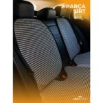 Meka Part Oto Koltuk Koruyucu Kılıf 5 Parça Universal Çizgili Füme Beyaz 2+3 %100 Pamuk - Görsel 2