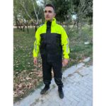 Geborgenheit Fosforlu Yeşil Motorcu Yağmurluk File Astarlı Motosiklet Yağmurluk Cepli