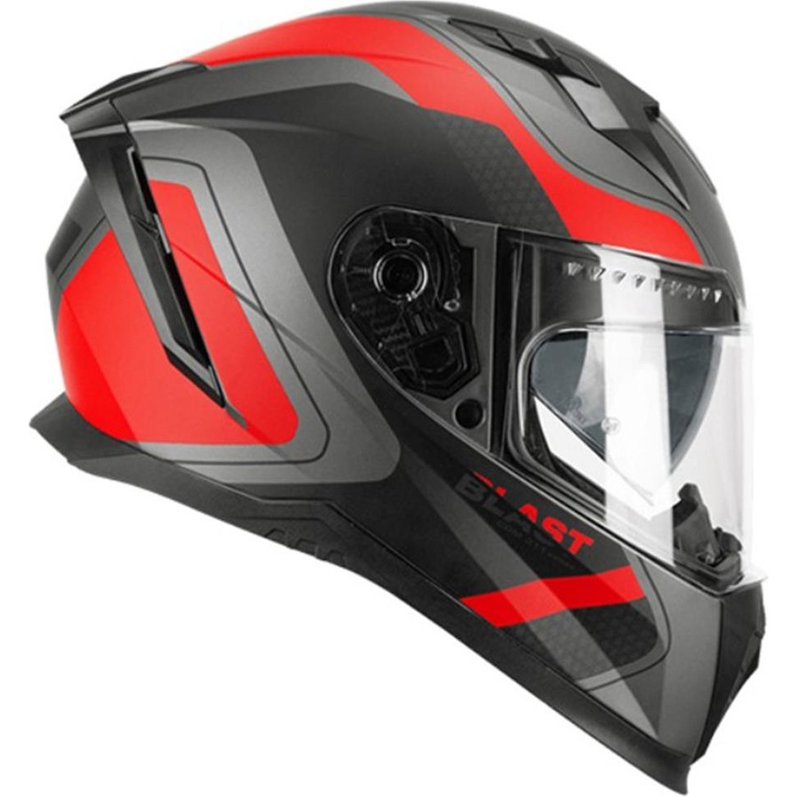 110000869329559.jpg Cgm 311R Blast Race Kapalı Motosiklet Kaskı Antrasit-Kırmızı S - Görsel 1