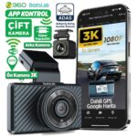 360 Botslab G500H Pro ADAS Ön 3K QHD -Arka 1080P FHD 150° Açı WiFi+GPS Gece Görüşlü Araç İçi Kamera