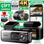 Botslab 360+ G980H Pro ADAS Ön Gerçek 4K UHD Arka 2K QHD 170° Geniş Açı Lens Gece Görüşü Gps+WiFi Araç İçi Kamera (64GB HAFIZA KARTI HEDİYELİ)